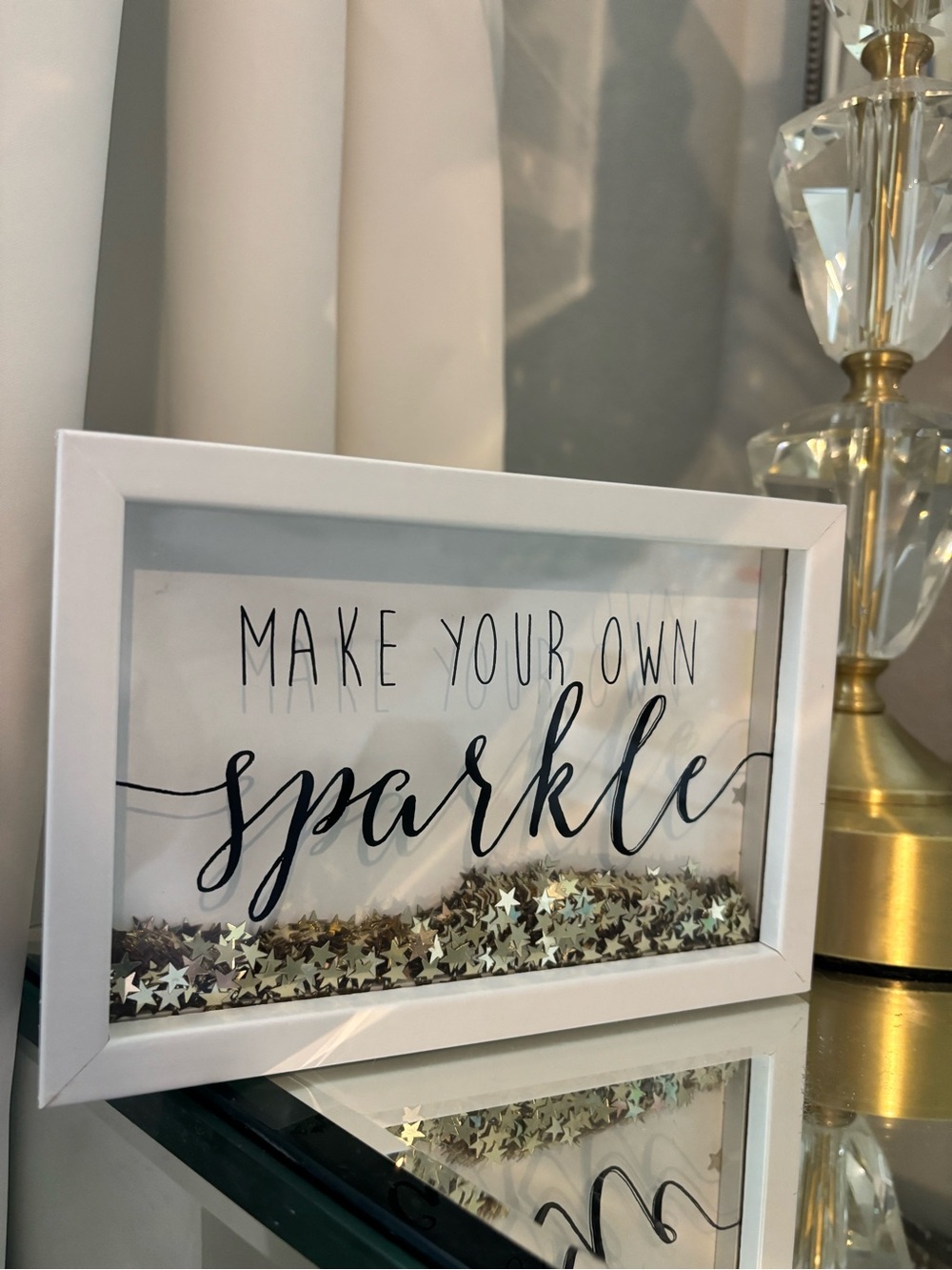 Make Your Own Sparkle Decorative Shadow Box with Gold Stars Accent Frame Decor
